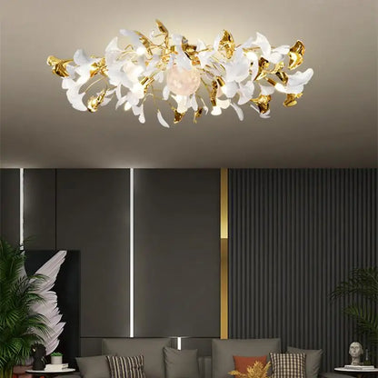 ثريا سقف LED معدنية من الأكريليك على شكل أوراق الجنكة من DecorBites™ لغرفة المعيشة المنزلية