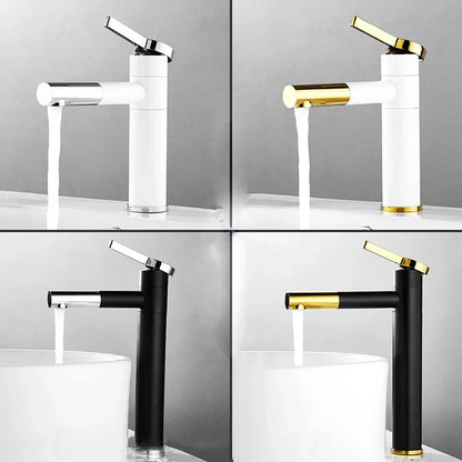 DecorBites™ Black Brass Bathroom Sink Faucet Deck Mounted Vessel Mixer Water Tap