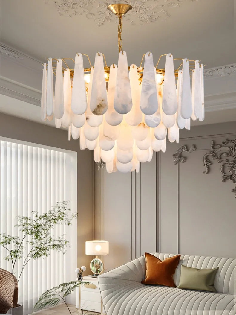 Copper Marble Pendant Light With E14 LED Bulb