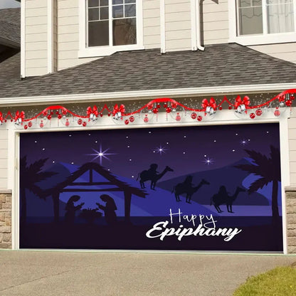 DecorBites™ Christmas Backdrop Cloth for Festive Garage Door Decor & Party Venue Scene