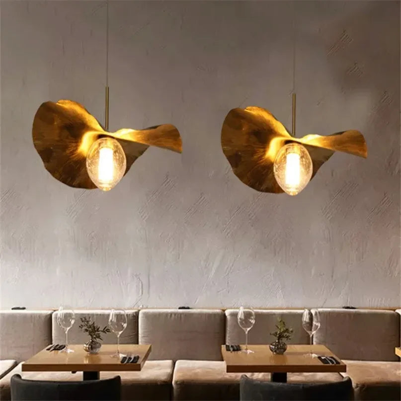 DecorBites™ Lotus Leaf Brass Pendant Lamp for Minimalist Living Room and Dining Room