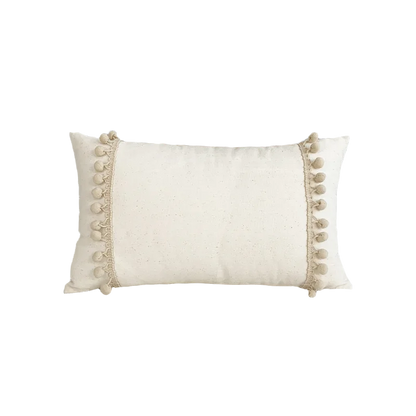 DecorBites™ Boho Style Beige Linen Cushion Cover with Tassels for Home Decor