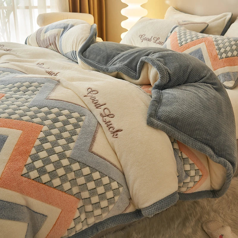 DecorBites™ Dual-Layer Winter Velvet Duvet Cover - Soft & Warm Double-Sided Quilt Blanket