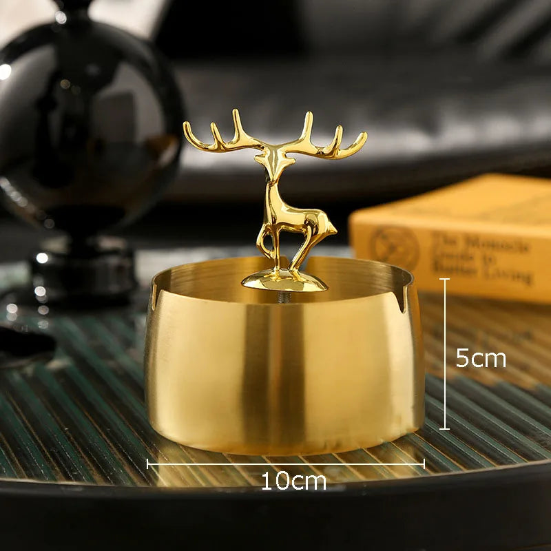 Decorbites™ Cenicero de Acero Inoxidable Golden Deer | Accesorios para Fumar Bandeja de Ceniza para Hierba Regalo para Novio
