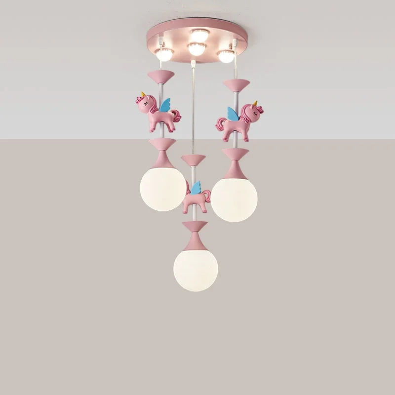 DecorBites™ Children's Carousel LED Chandeliers: Nordic Princess Decor Pendant Lights for Living Room