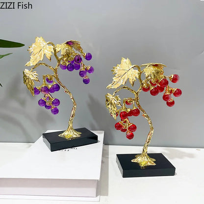 DecorBites™ Crystal Grape Tree Ornaments Gold-plated Vine Home Decor Living Room Desk Aesthetic