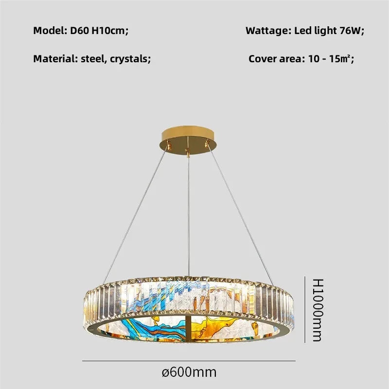 DecorBites™ Circle Steel LED Pendant Chandelier, Modern Dimmable Lighting for Living Room Home Decor