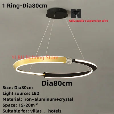 ثريا سقف من ديكوربايتس™ LED باللون الأسود الذهبي، مصباح معلق كريستالي مزخرف لغرفة الطعام وغرفة النوم