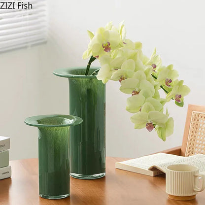 DecorBites™ Jade Trumpet Glass Vase Hydroponics Flower Pot Desk Decoration