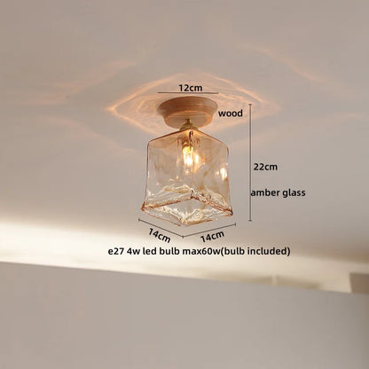 DecorBites™ Copper Wood LED Ceiling Lamp Ceramic Modern Ceiling Lights for Home Decor