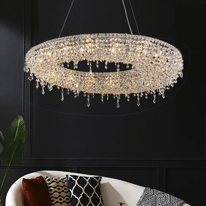 DecorBites™ Crystal Chandelier: Modern Luxury LED Pendant Light for Living Dining Room