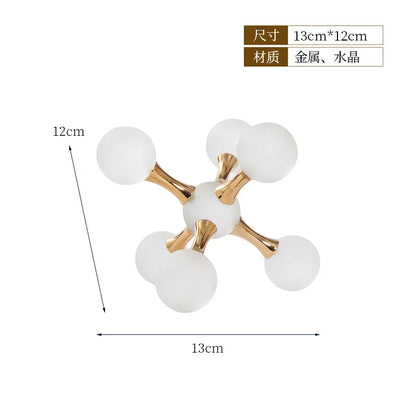 Adorno decorativo geométrico de metal con forma de molécula de bola de cristal DecorBites™