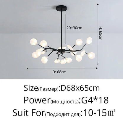 DecorBites™ Branch Shape Firefly Ceiling Chandelier G4 Led Lighting Indoor Hanging Lamp