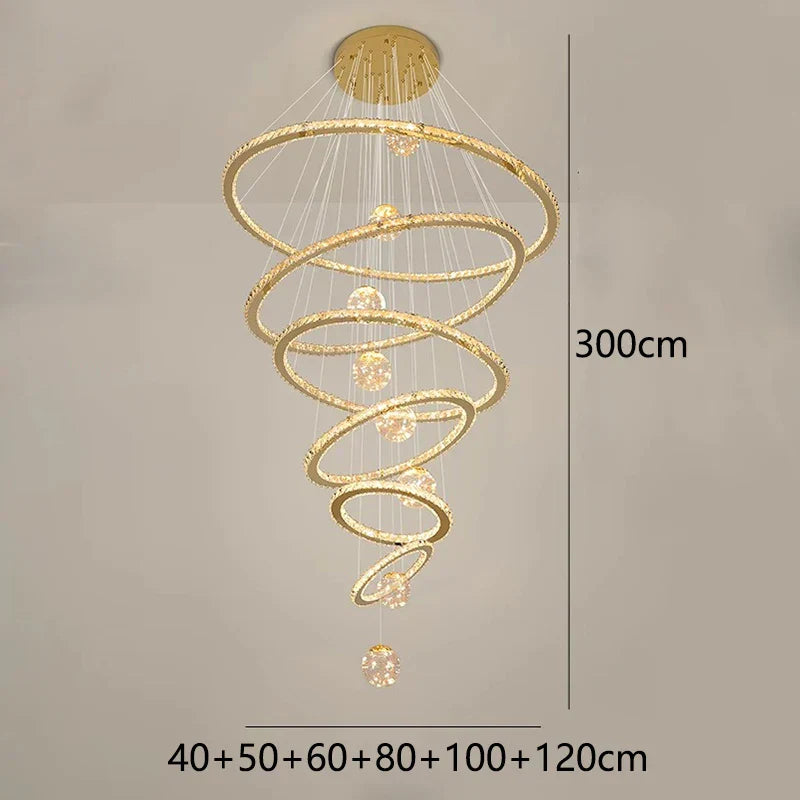 DecorBites™ Crystal Chandelier Stair Pendant Lamp Living Room Pendant Lights Interior Lighting