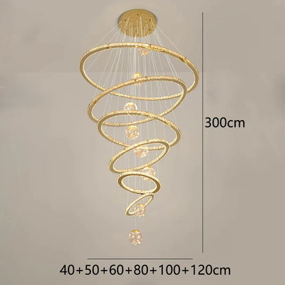 DecorBites™ Crystal Chandelier Stair Pendant Lamp Living Room Pendant Lights Interior Lighting