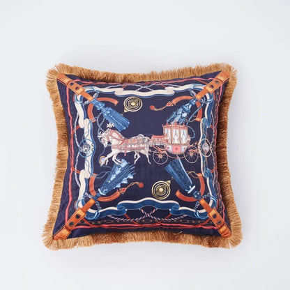 DecorBites™ Jungle Animal Collection Cushion Cover with Gold Tassel Fringe - Luxury Satin Pillowcase