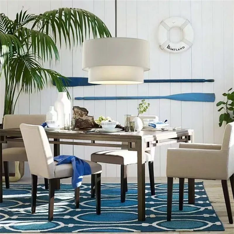 DecorBites™ Double Linen Fabric Pendant Light Drum Lamp - Scandinavian Style Dining Room Bedroom Restaurant