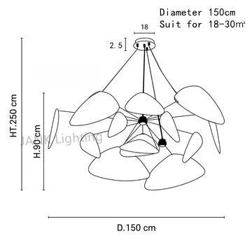 DecorBites™ Leaf Grid Chandelier: Designer White Fabric Screen Suspension Lighting for Kitchen Island, Living Room, Bedroom