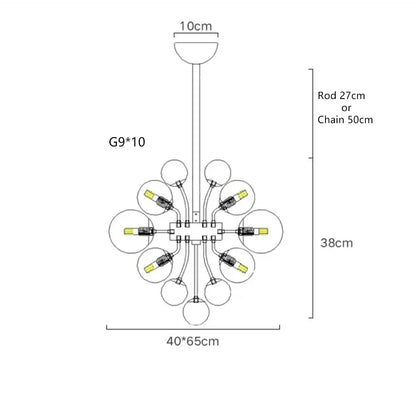 DecorBites™ Glass Bubble Ceiling Chandelier LED Living Room Bedroom Decor Minimalist Hanging Lamp