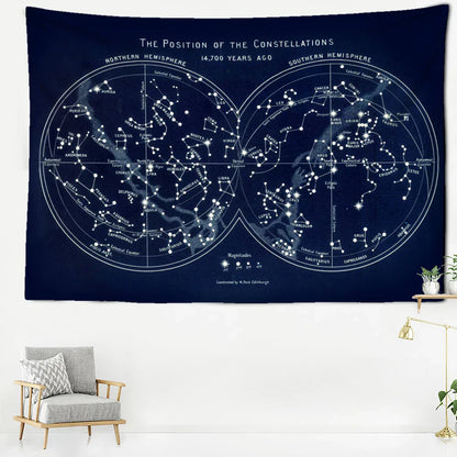 Decobites Cosmic Constellation Compass Tapestry: Abstract Psychedelic Witchcraft Wall Hanging