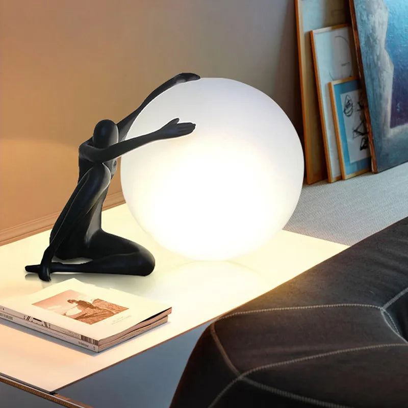 DecorBites™ Glass Ball Table Lamp: Stylish LED Sculpture Desk Lamp for Home Decor
