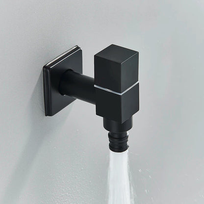 DecorBites™ Black Brass Wall Mounted Washing Machine Faucet for Outdoor Use