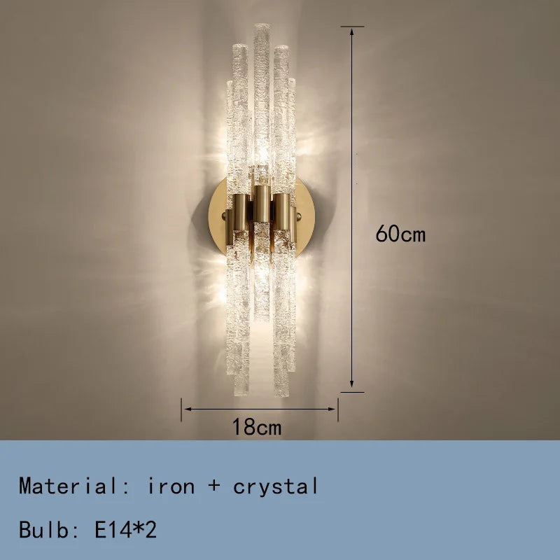 DecorBites™ Gold Metal Glass Wall Sconce, Elegant E14 Bulb Foyer Bedroom Dining Room Lamp
