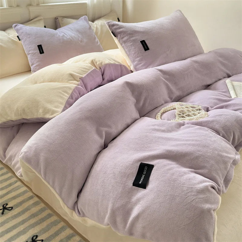 غطاء لحاف فردي مخملي بلون مرجاني من DecorBites™ لفصل الشتاء