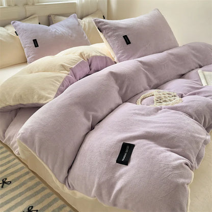 غطاء لحاف فردي مخملي بلون مرجاني من DecorBites™ لفصل الشتاء