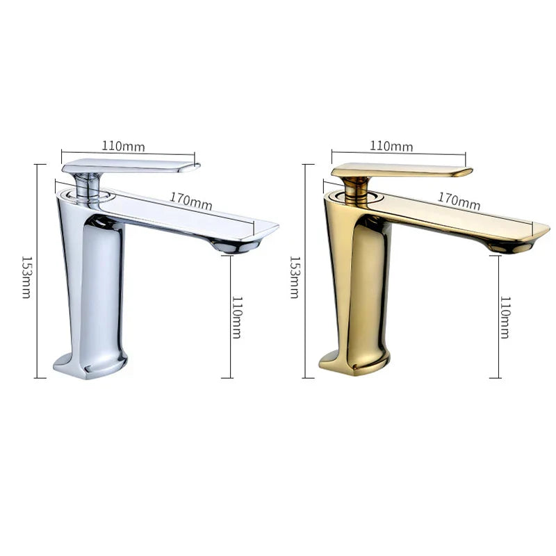 DecorBites™ Gold Basin Mixer with Single Handel for Bathroom Vanity, Chrome Finish