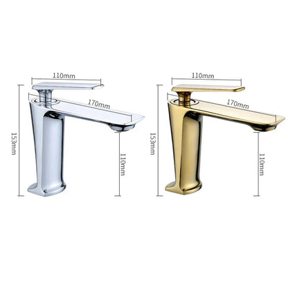 DecorBites™ Gold Basin Mixer with Single Handel for Bathroom Vanity, Chrome Finish