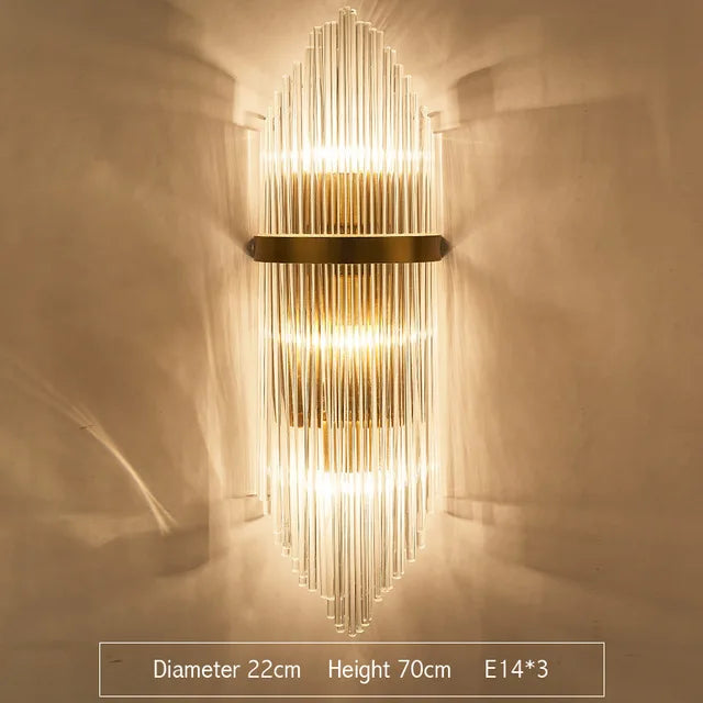 DecorBites™ Crystal Wall Lamp: Elegant Golden LED Sconce for Bedroom, Living Room & Bathroom