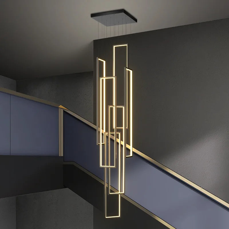 DecorBites™ LED Rectangle Staircase Chandelier Pendant Lighting for Modern Living Room Decor