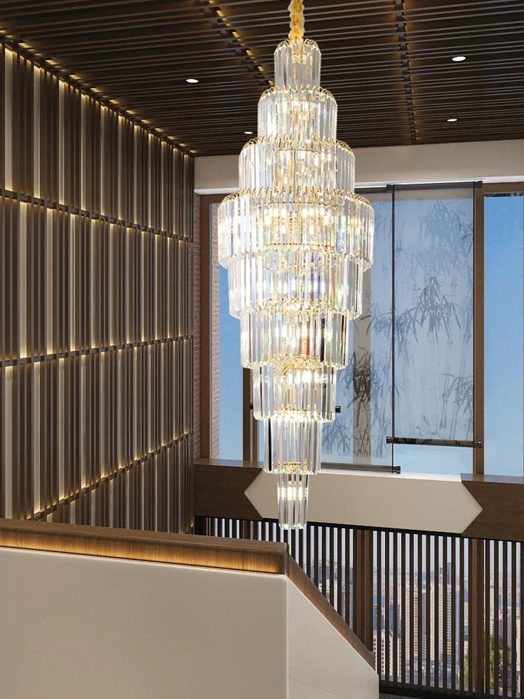 DecorBites™ Crystal Pendant Chandelier for Hotel Lobby - Luxury Hollow Design - Nordic Villa Style