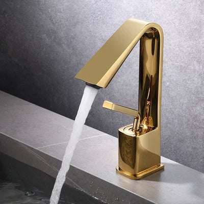 DecorBites™ Brush Gold Basin Faucet Single Lever Hot Cold Mixer Sink Tap Vanity