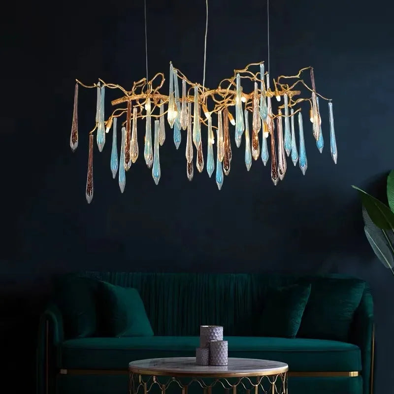 Lámpara de Araña de Rama LED Oro Decorbites™ para Sala de Estar, Dormitorio, Hotel - Luz Colgante de Aluminio de Lujo Moderno