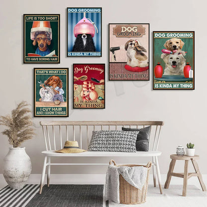 DecorBites™ Dog Grooming Poster: Funny Dog Grooming Gifts for Dog Moms