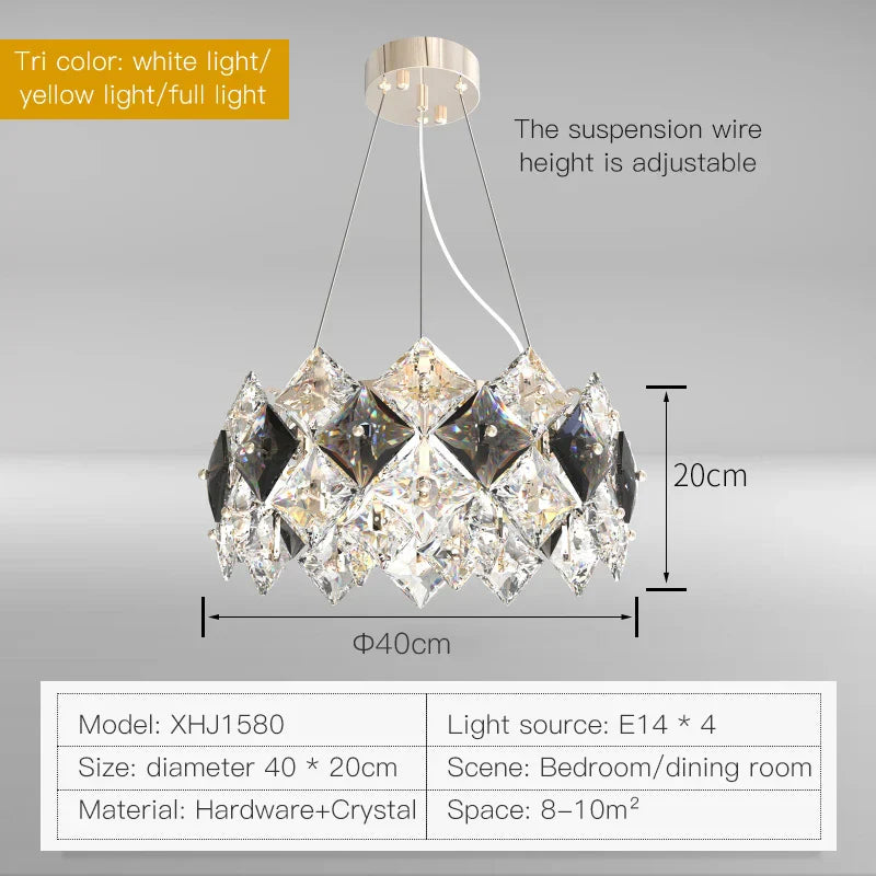 DecorBites™ Crystal Chandelier: Postmodern Luxury Pendant for Living Room, Bedroom, and Restaurant