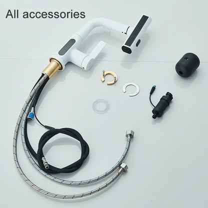 DecorBites™ Digital Display Basin Faucet with 3-Way Nozzle: Pull Out, Rainfall Stream, Hot Cold Mixer