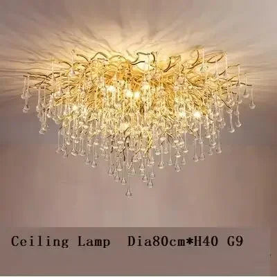 Lámpara de araña LED de cristal DecorBites™ para sala de estar, lámpara colgante moderna de lujo con forma de gota de agua