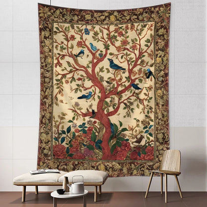 Decobites Flower Bird Life Tree Tapestry Wall Hanging Art Psychedelic Bohemian Decor