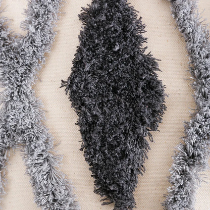 DecorBites™ Grey Geometric Tufted Cushion Cover with Fringe, Home & Car Decor Pillow Cover