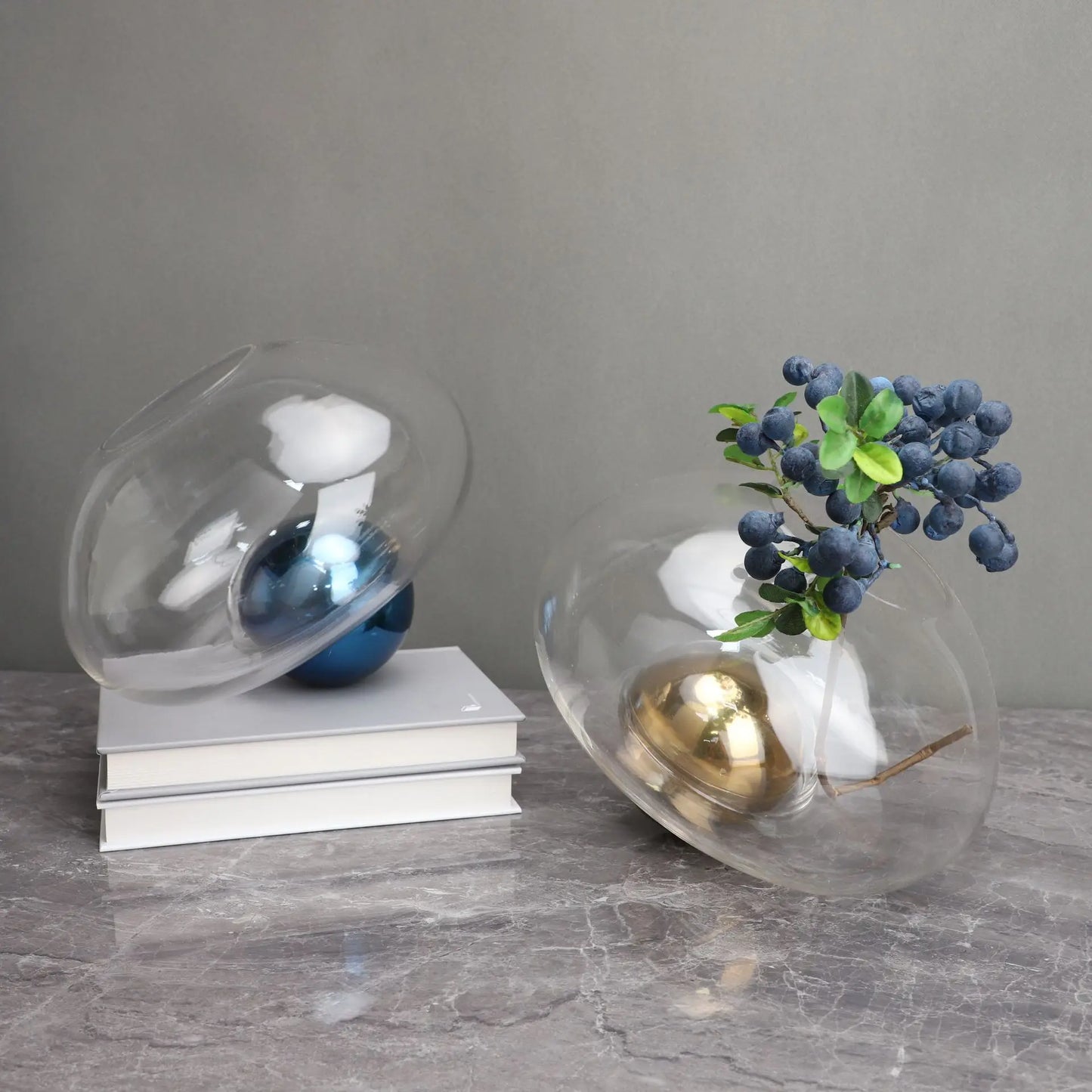 DecorBites™ Golden Ball Glass Vase for Hydroponic Flower Arrangement