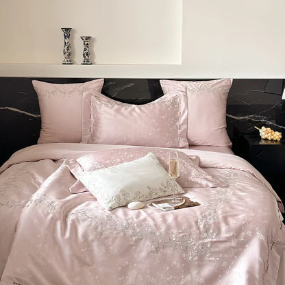 Juego de cama DecorBites™ Jacquard 100s de algodón egipcio: Sábana, manta y funda de almohada (tamaños King, Queen y Ru).