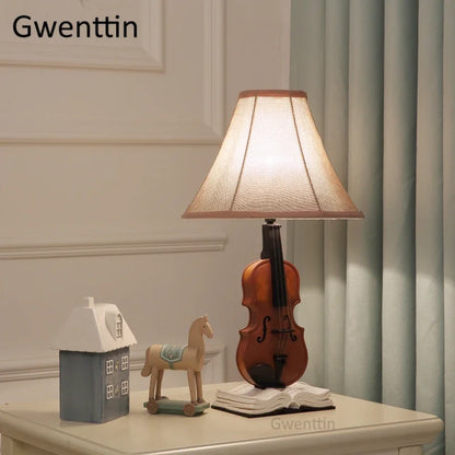 DecorBites™ Kids Violin LED Table Lamp for Bedroom - Modern Fabric Stand Light