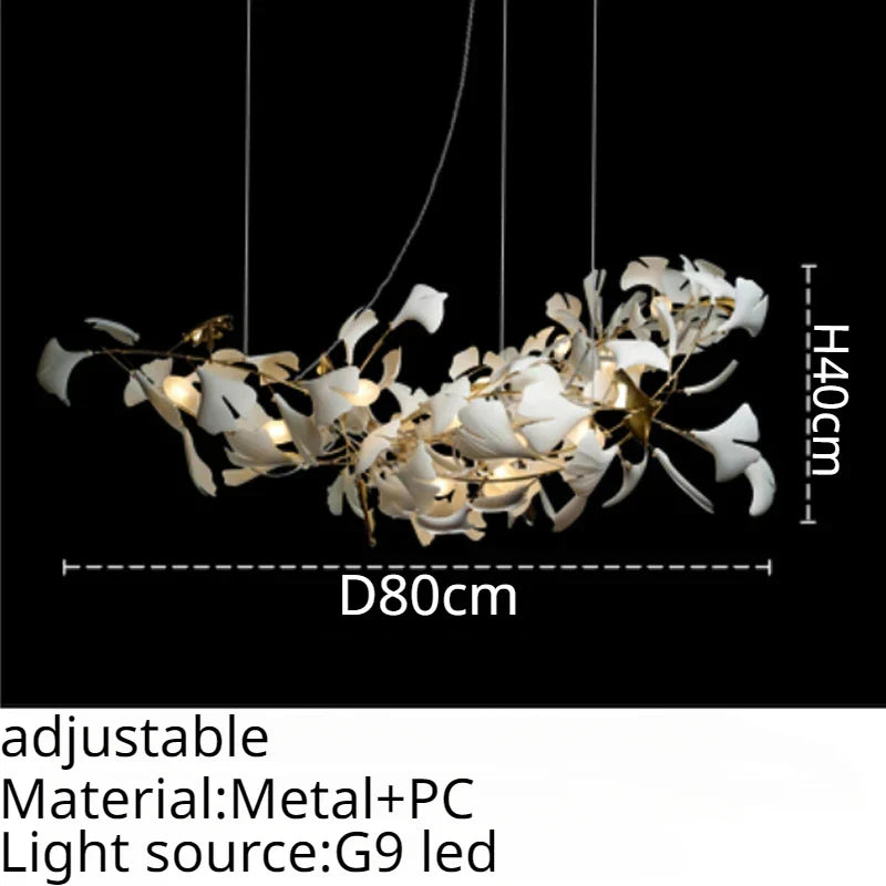 DecorBites™ Leaf Branch Ceramic Chandelier | Modern Golden Lighting Fixture for Living Room