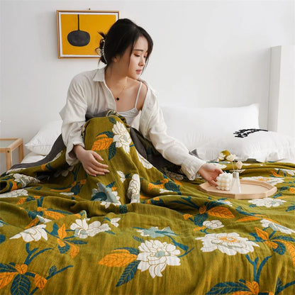 Manta de cuadros de gasa de algodón DecorBites™ - Manta para cama supersuave