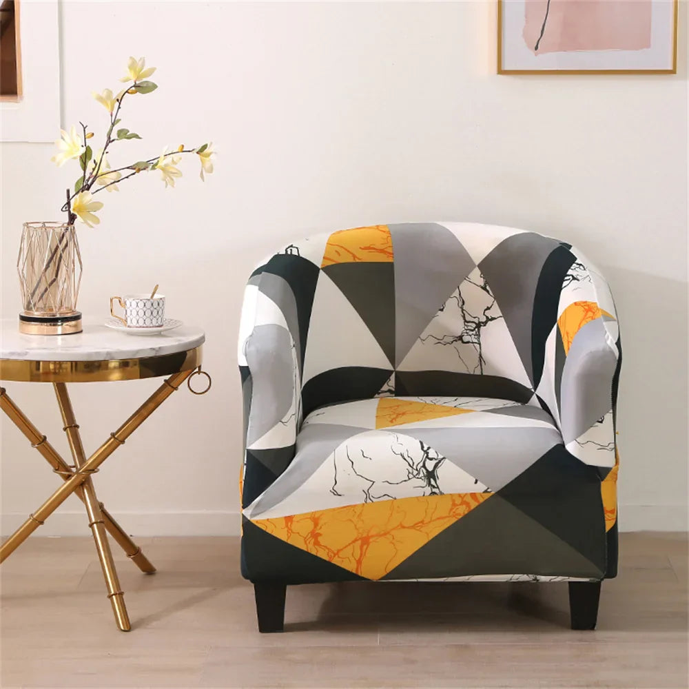 Decobites Printed Tub Chair Cover - Armchair Slipcover for Club Sofa