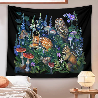 Decobites Enchanted Forest Celestial Mushroom Botanical Wall Hanging