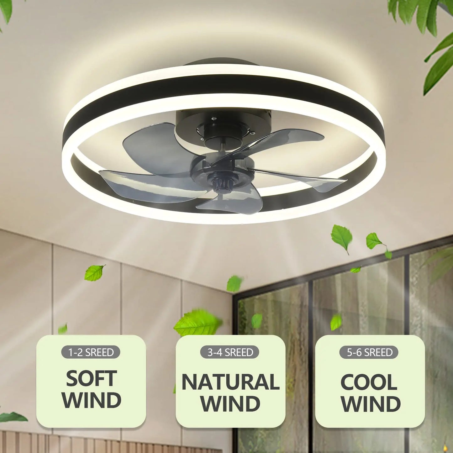 DecorBites™ LED Silent Ceiling Fan Light Control Modern Bedroom Living Room Indoor Decor